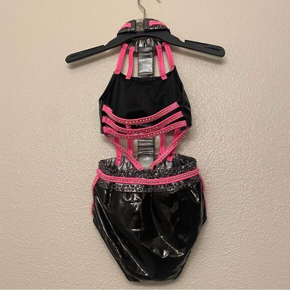 Glamour mature faux leather goth grunge studed Dance costume solo Dirty Diana SA - Picture 4 of 15